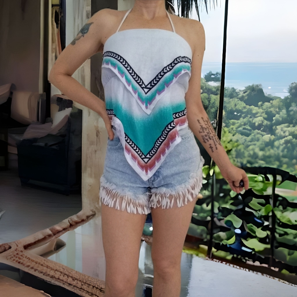 Vtg 80s 90s Ultra High Boho Fringe Shorts